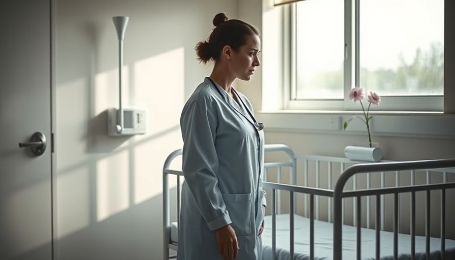 Somber healthcare worker in hospital during measles outbreak West Texas.