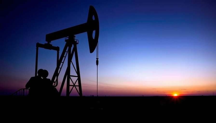 Texas oilfield silhouette of pumpjack during twilight.