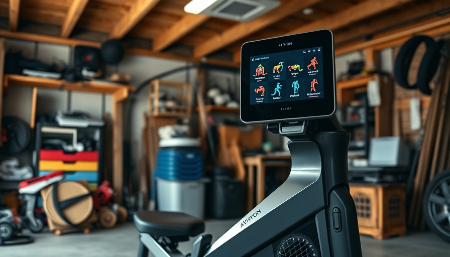 Aviron Strong Rower Review with interactive digital display in a garage setting.