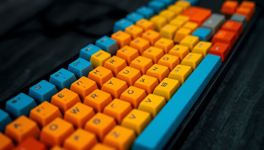 Colorful keycaps on mechanical keyboards showcasing vibrant designs.