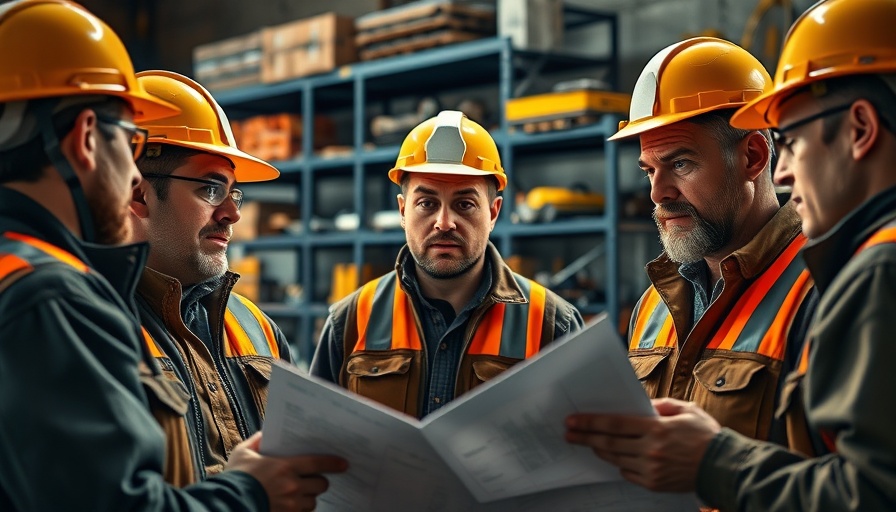 Group of workers using state-of-the-art skills training in construction facility.