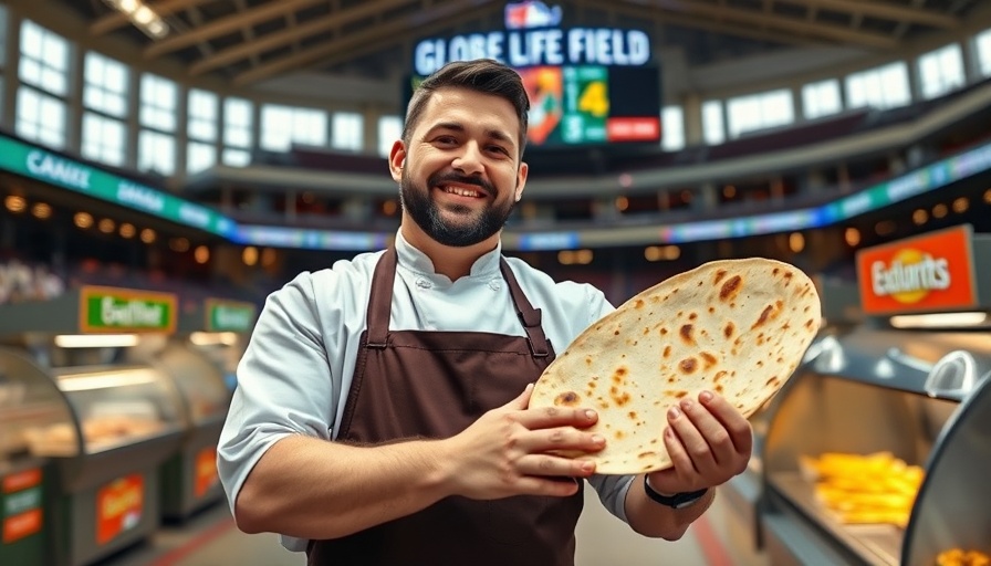 Chef showcasing gourmet food at Globe Life Field.