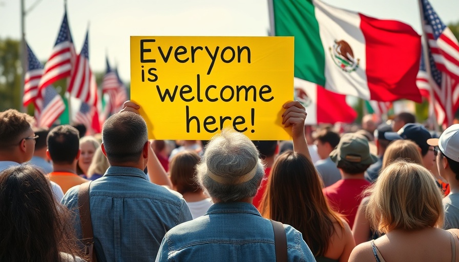 Mega Marcha Immigration Reform Dallas crowd with inclusive sign.