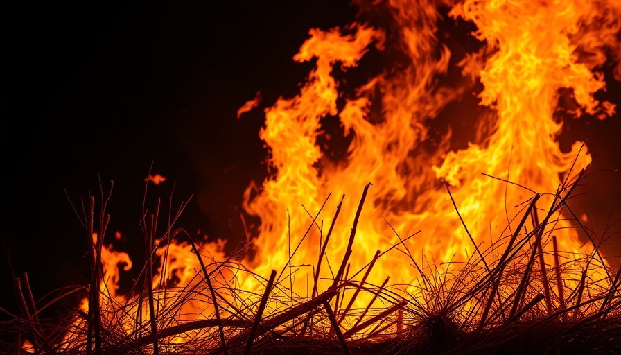 Intense wildfire flames impacting construction market in California.