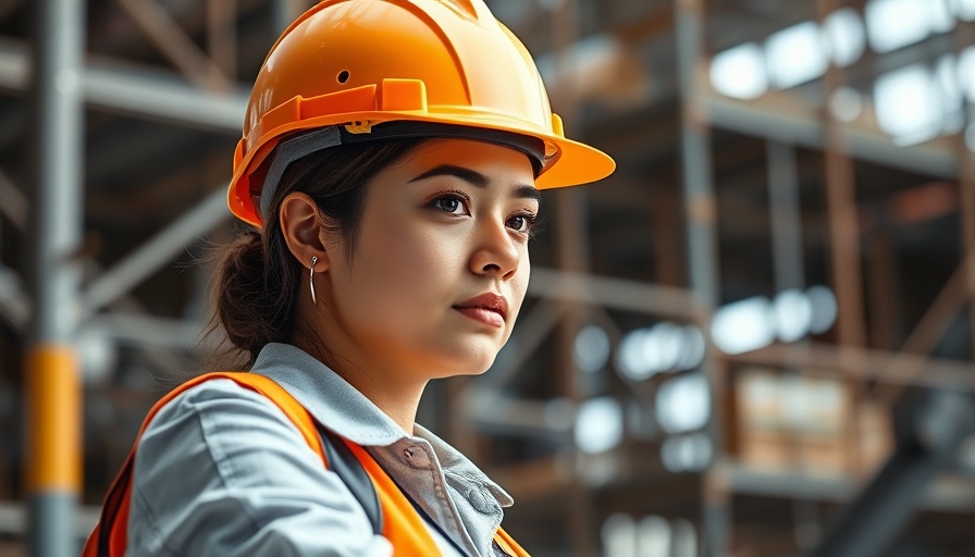 Empowering women in construction with AI: woman in hard hat.