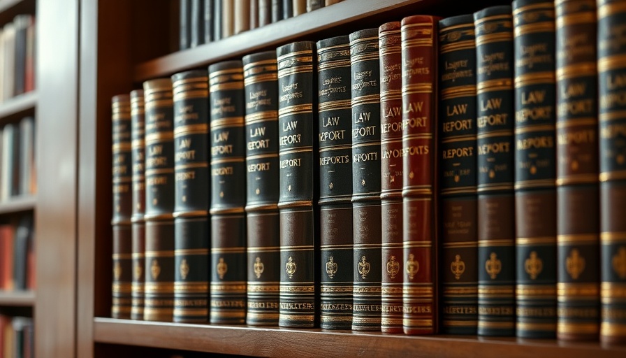 Vintage law books titled 'Law Reports' on a wooden shelf.