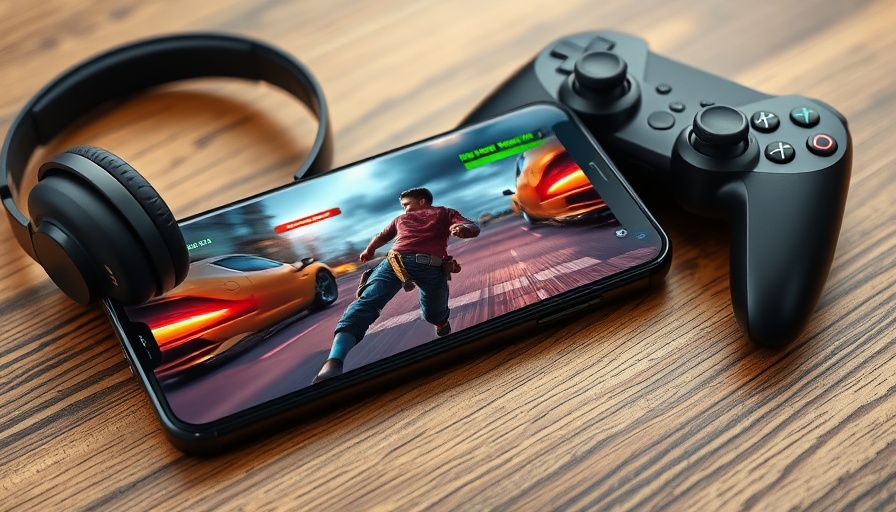 Best Smartphone Devices for Gaming in 2025; phone with game, headphones, and controller.