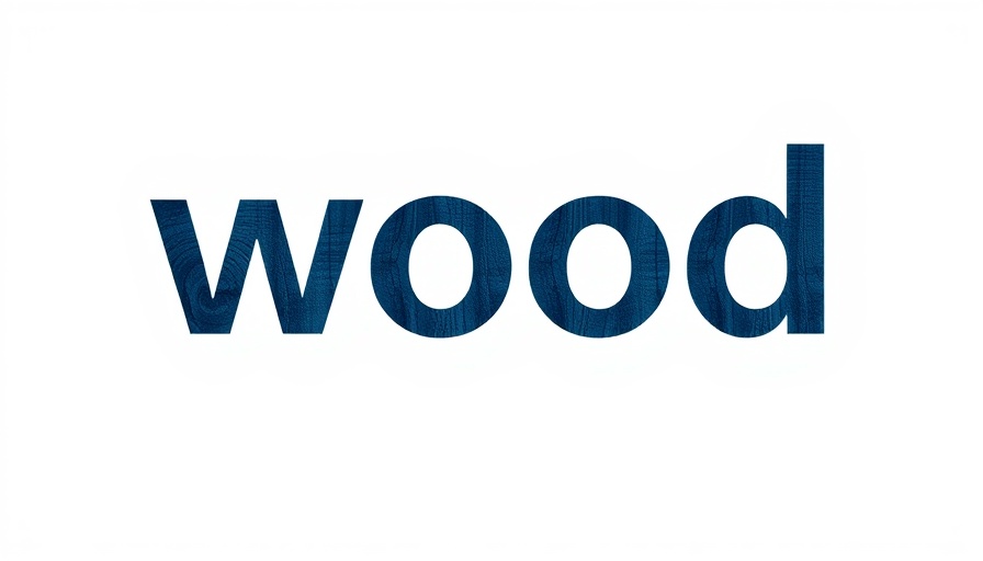 Minimalistic dark blue 'wood' logo on a white background.