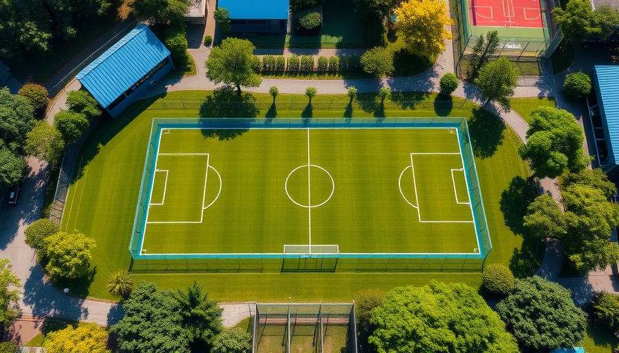 Aerial view of construction client experience at sports field.
