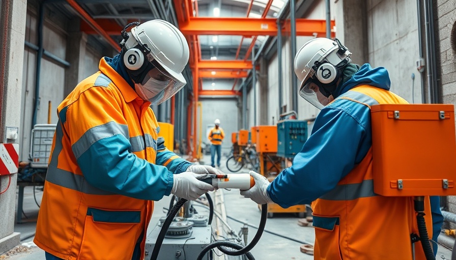 Technicians applying PU injections for waterproofing on concrete walls.