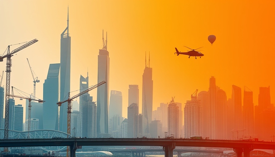 Futuristic cityscape illustrating cutting-edge construction chemicals.