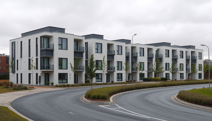 Contemporary modular buildings in California urban setting.
