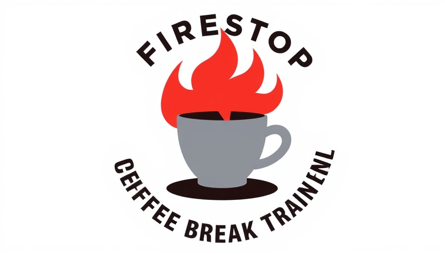 Modern furniture fire safety coffee logo with flame.