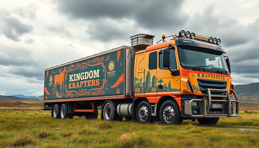 RAFTRx Acquisition of Kingdom Krafters truck with branding on grassy field.