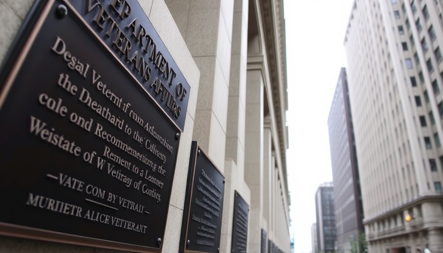 DOGE AI at Department of Veterans Affairs signage and building exterior.
