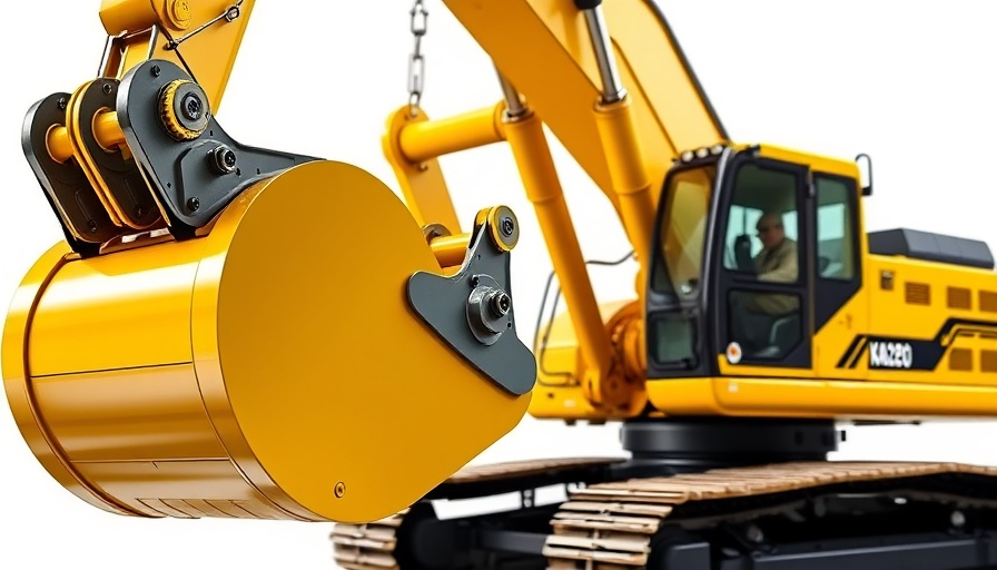 KOBELCO SK260DLC-11 excavator with extended claw, vivid details.
