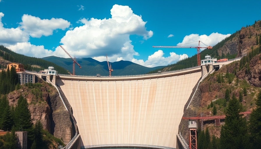 Gross Dam Expansion Halted due to construction work stopped amidst scenic landscape.