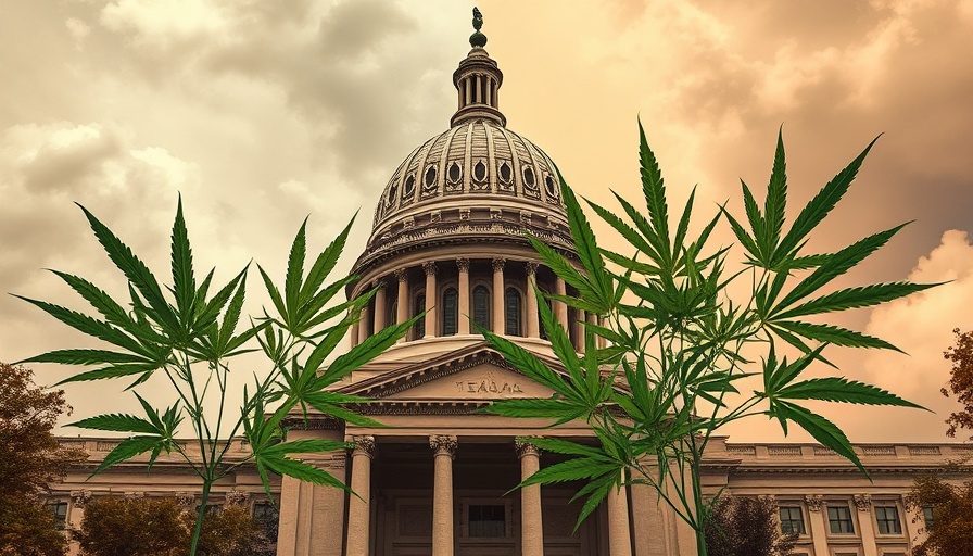 Texas Capitol dome with hemp leaves symbolizing Texas hemp regulations.