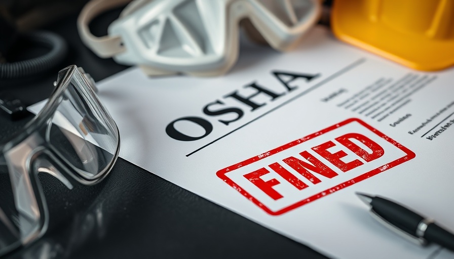 OSHA document with 'Fined' stamp and safety gear, close-up.