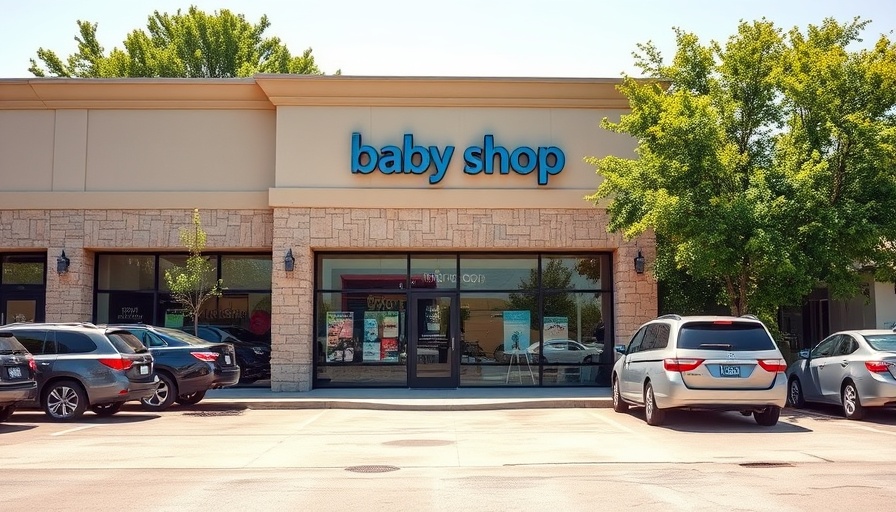 Fort Worth baby shop relocation with storefront and parked cars.