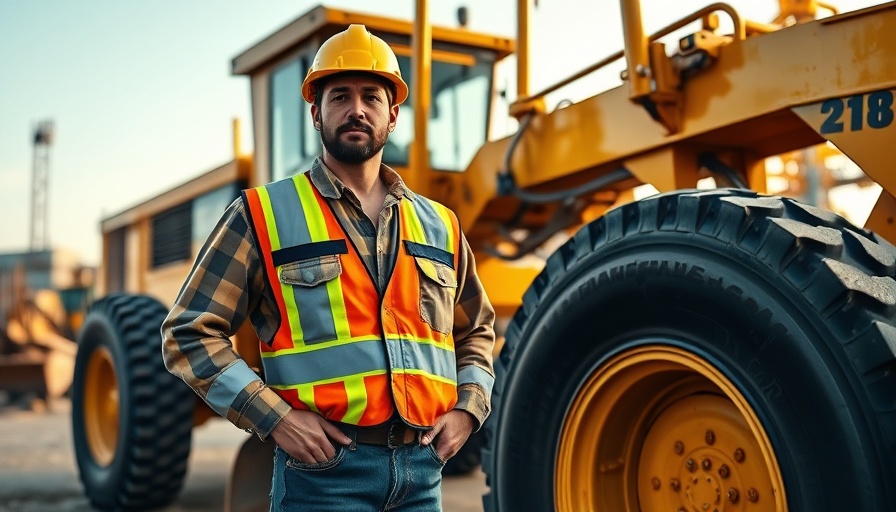 Construction worker with grader illustrating Texas infrastructure.