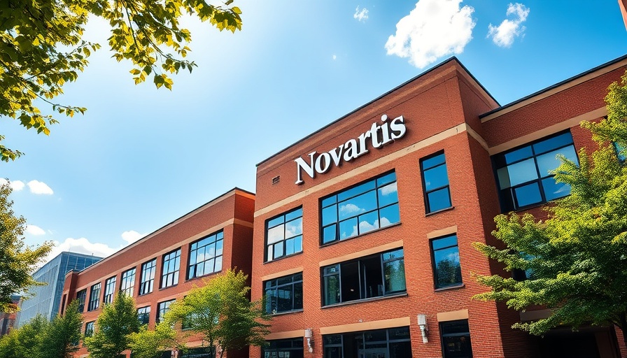 Novartis U.S. manufacturing expansion with a prominent building facade.
