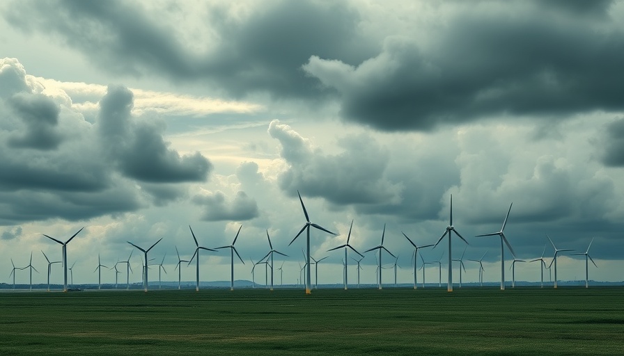 Willacy County Wind Farm with turbines under a cloudy sky.