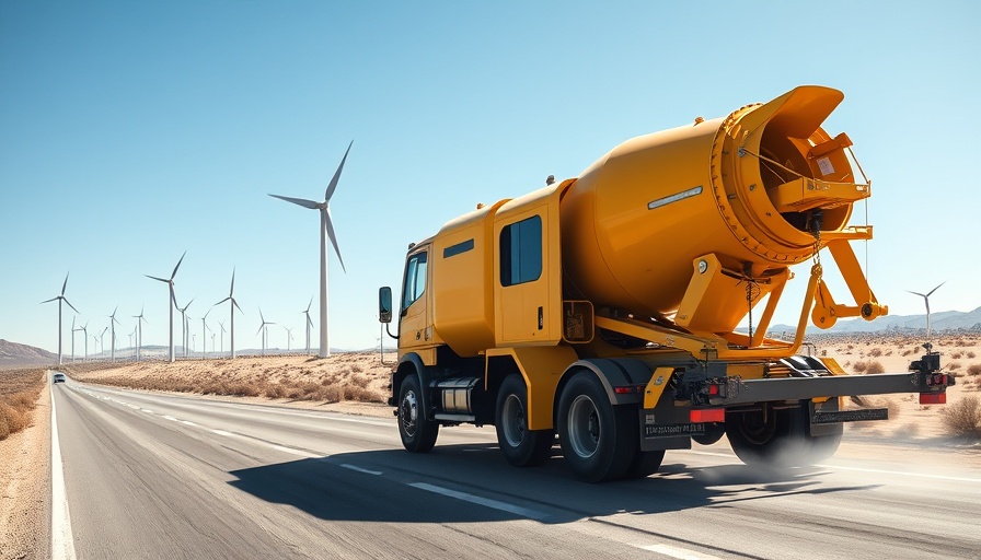 Cement truck and wind turbines, solution to cement’s climate impact