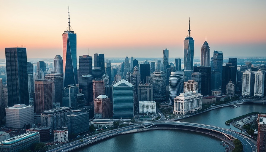 Impact of PLAs on construction costs depicted in urban skyline image.