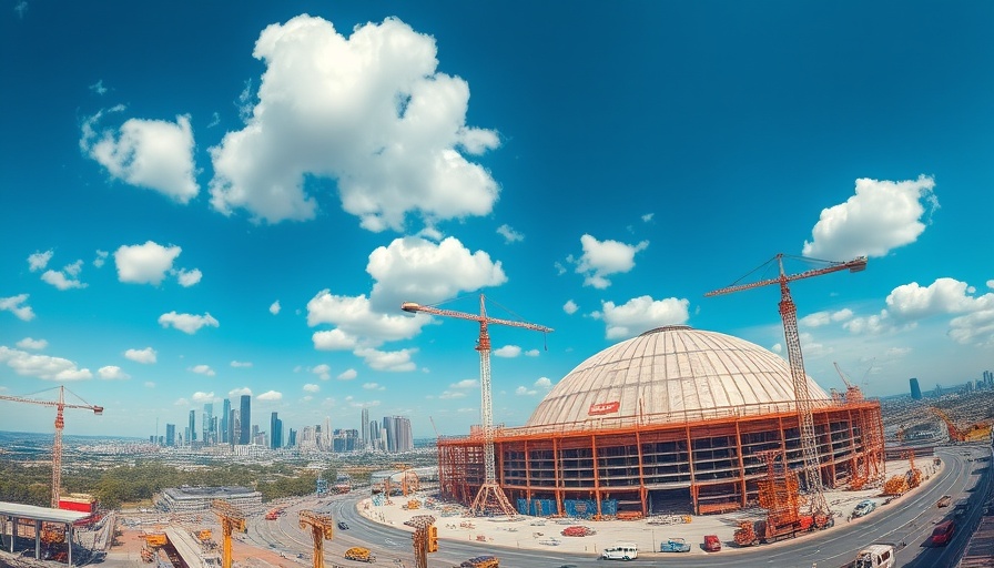 Chicago Fire FC training facility construction with city skyline.