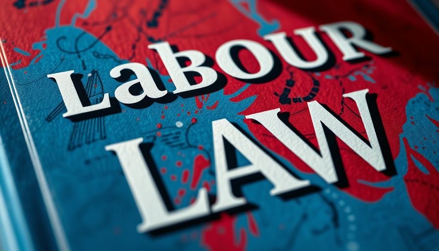 Labour law book cover with bold text and abstract design.