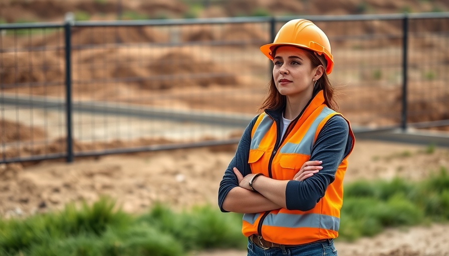 Female construction worker boosting occupational health and safety knowledge on site.