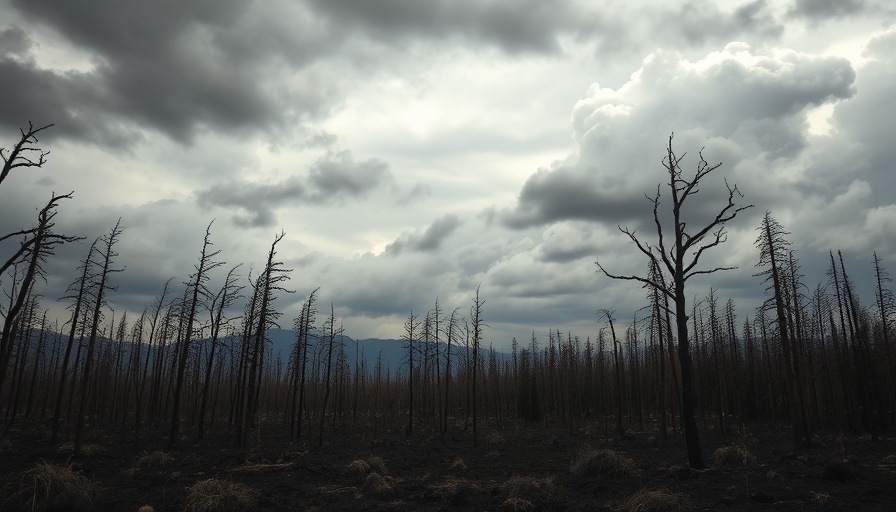 Post-wildfire insurance recovery landscape with burnt trees.