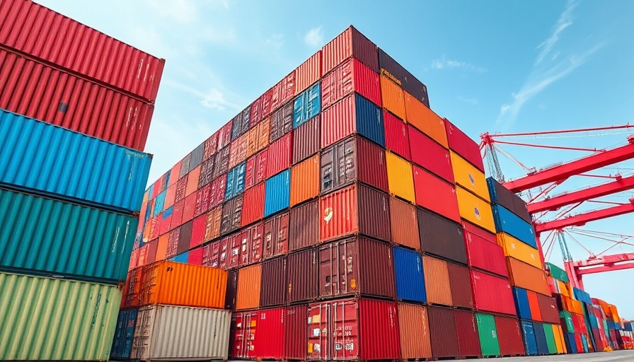 Shipping containers highlighting construction materials delay at East Coast ports.
