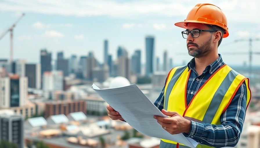 Construction Project Manager Duties and Skills visualized with city overlay.