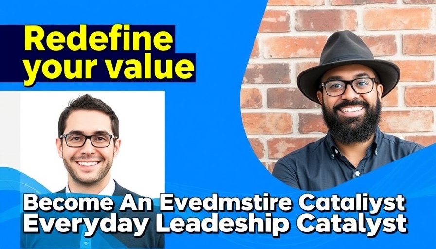 Podcast ad on everyday leadership in business, featuring two speakers.