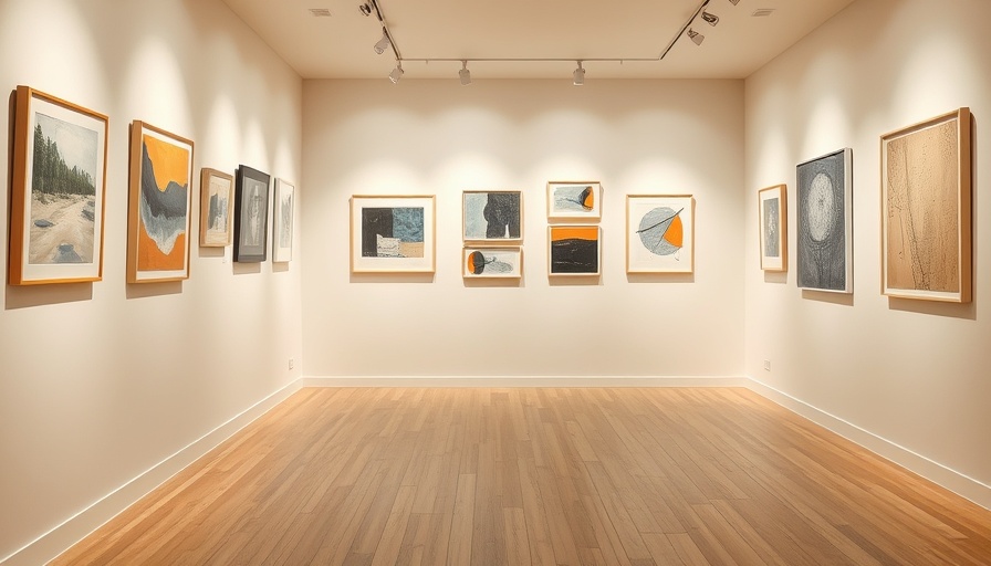 Houston Artist Showcase at Asia Society, featuring abstract paintings in a contemporary gallery.