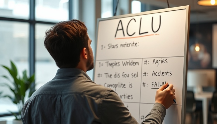Young man writing on ACLU wall about ACLU lawsuit government DOGE access
