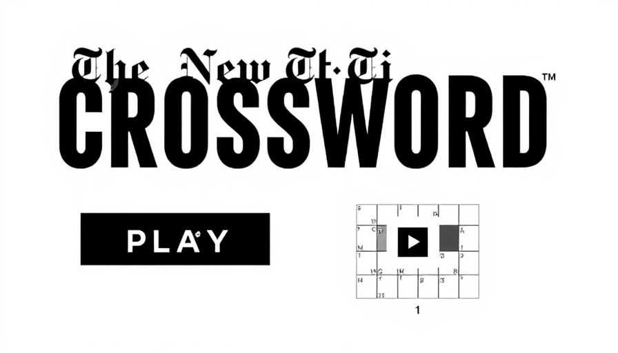 NYT Mini Crossword clues and answers interface with play button.