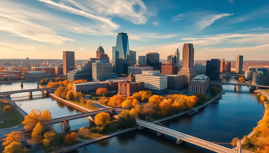 Aerial view of Columbus skyline showcasing Ohio DOT construction investment initiatives.
