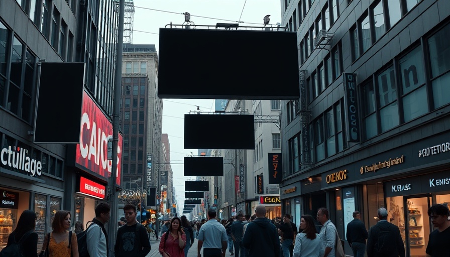 City street scene during a Europe power outage with blank screens.