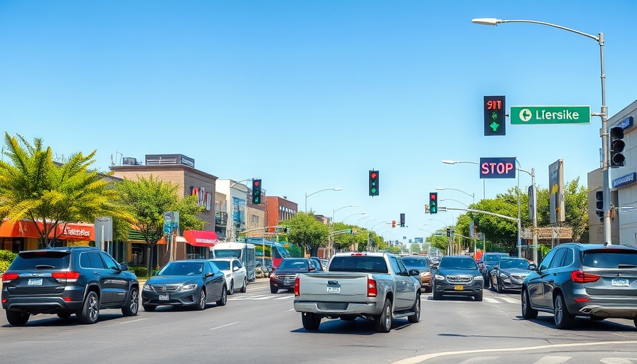 Intersection at East Berry St with vehicles and traffic signals