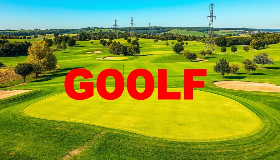 Golf course with text on Texas golf economic impact.