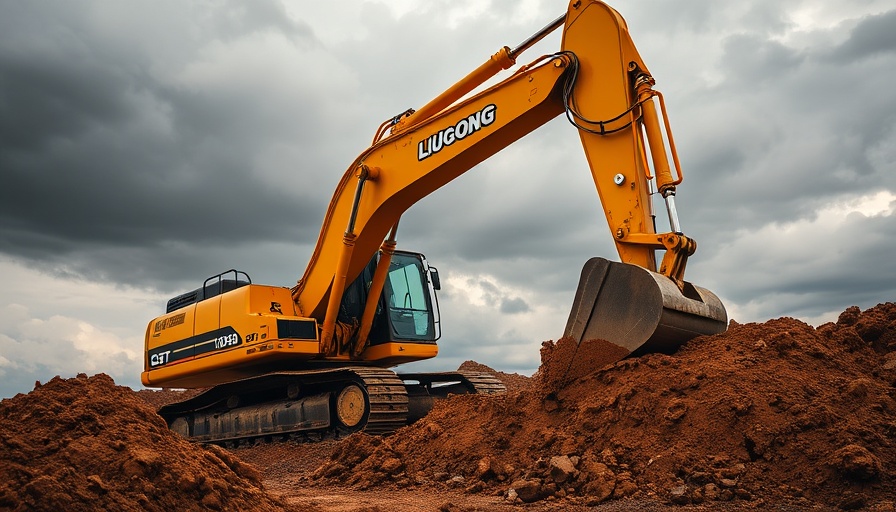 LiuGong Manufacturing in the Americas: yellow excavator in action.