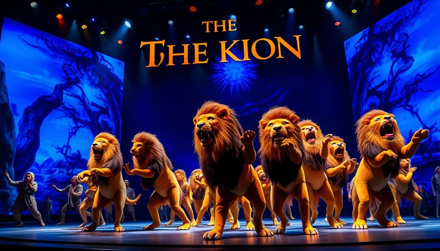 Vibrant scene from The Lion King musical in Dallas.