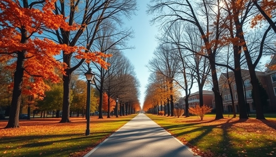 Smart street lighting illuminating an autumn park path in Washington D.C.