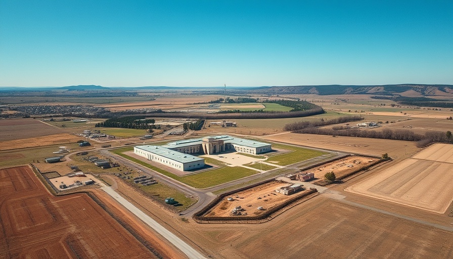 Aerial view of rural prison facility for Teen Client’s Forced Disappearance.