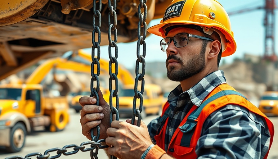 Worker securing machinery during onsite safety training in construction.