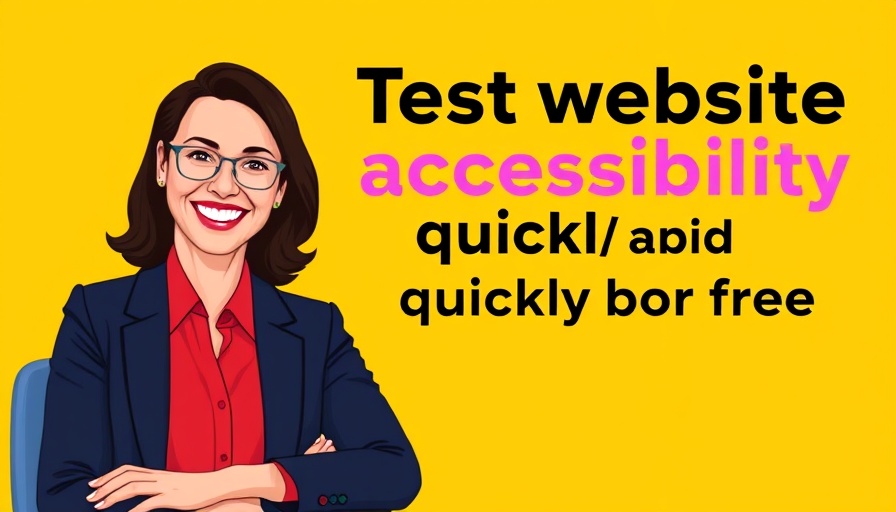Smiling woman with podcast text on yellow background related to website accessibility.