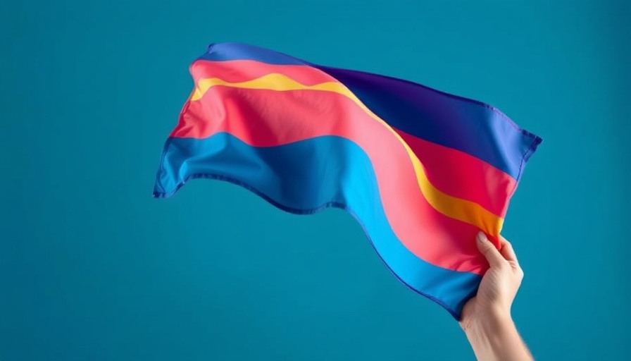 Transgender flag waving against a blue background